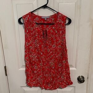 Daniel Rainn Red Floral Sleeveless Blouse